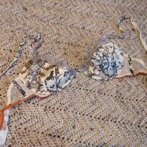 Black, cream and gray lace trim bra